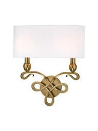 Pawling 2-Light Wall Sconce in Aged Brass.